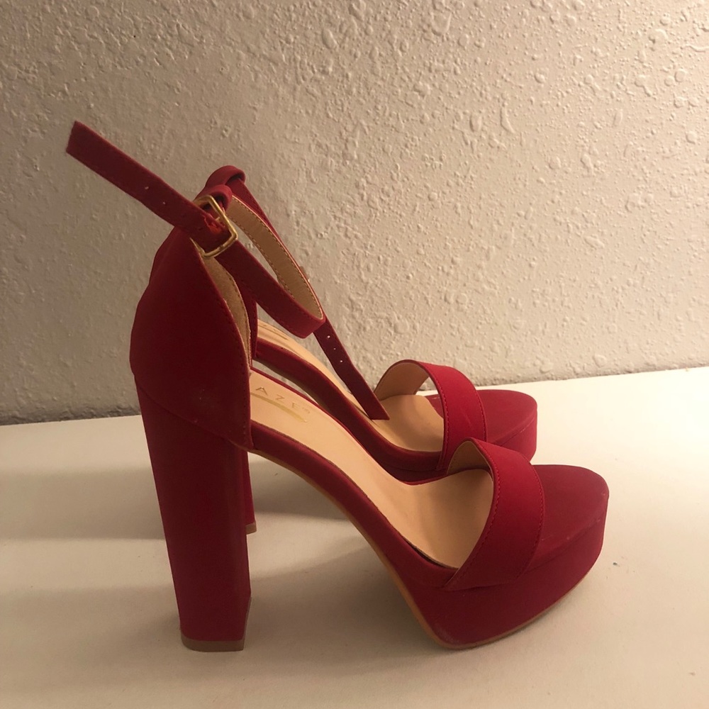Red platform heels